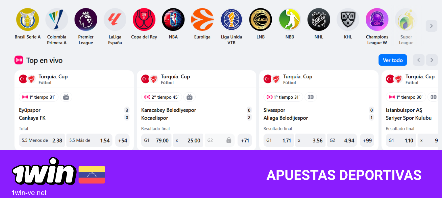 Apuestas deportivas 1Win Venezuela: más de 50 disciplinas y cuotas competitivas