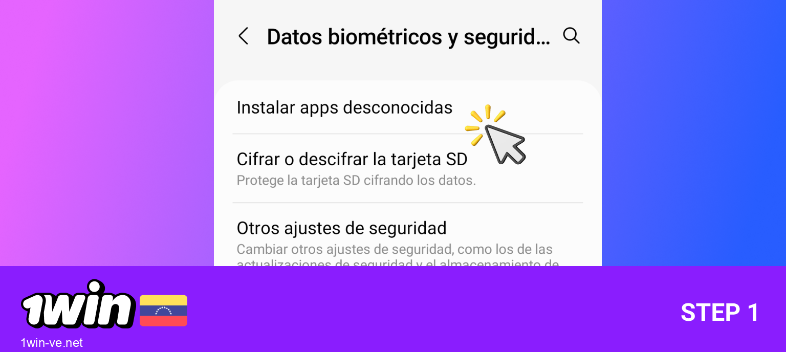 En la configuración de tu teléfono, permite la instalación de la aplicación desde orígenes desconocidos paso 1