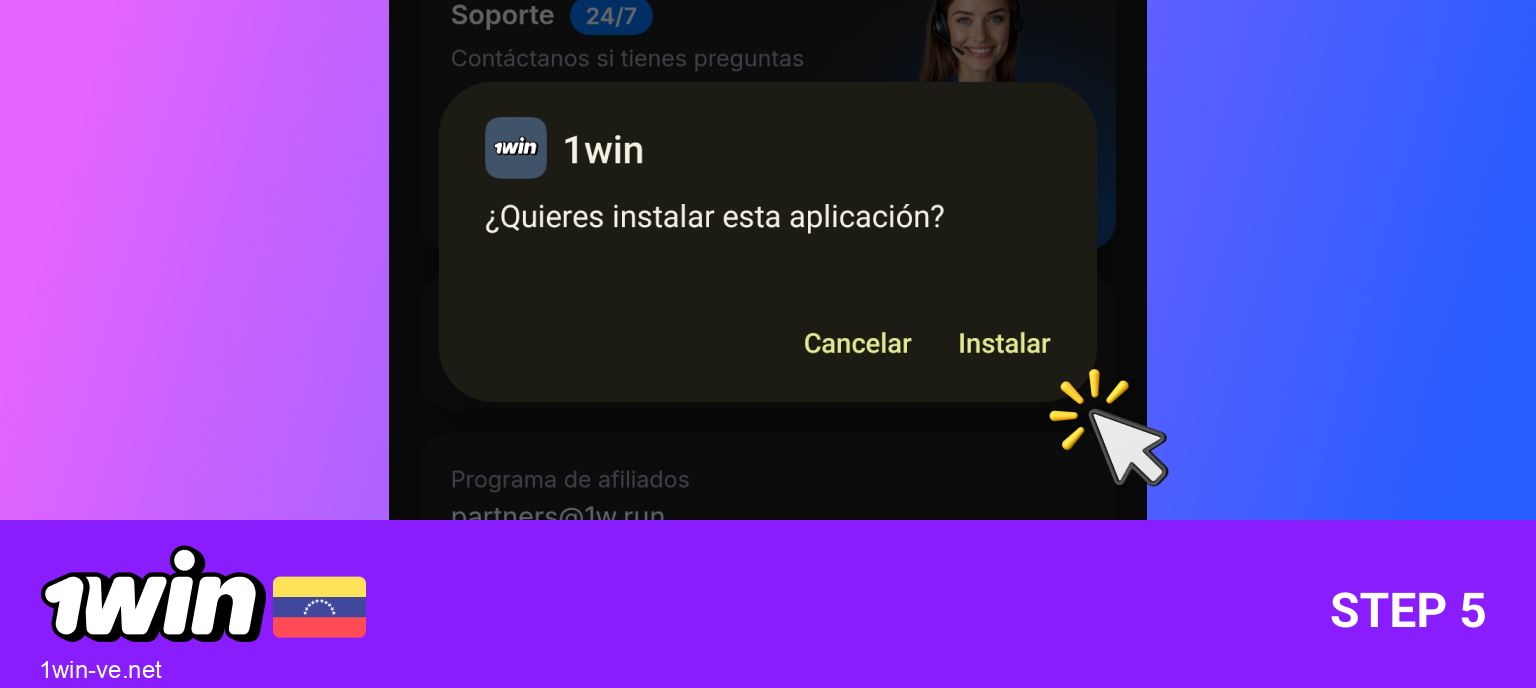 Instala la app de 1Win, paso 5