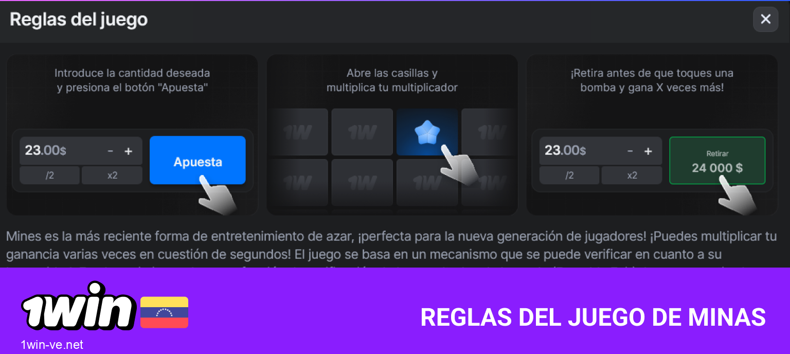 Cómo funcionan las reglas del juego Mines en 1Win