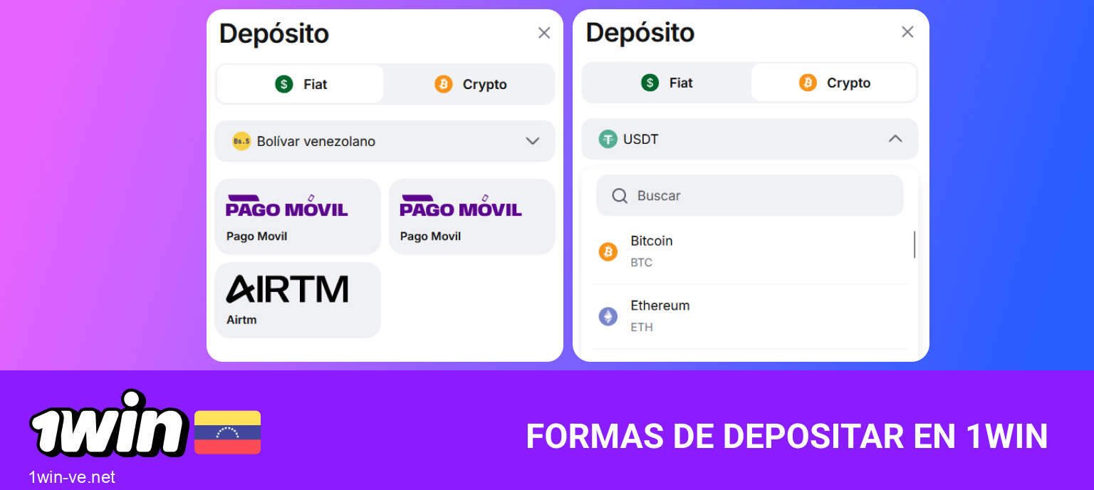 Depósitos en 1Win Venezuela: opciones rápidas y seguras