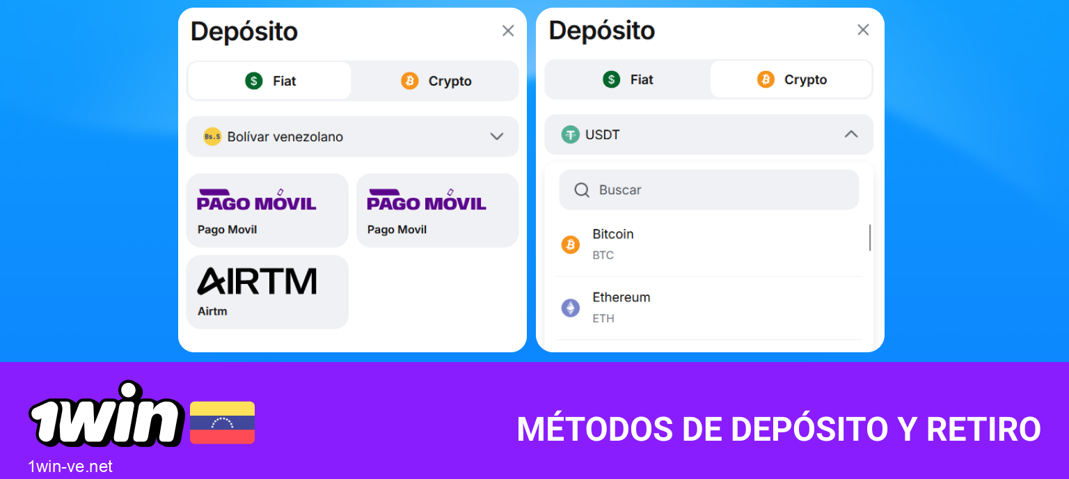Opciones de depósito y retiro para jugar Mines en 1Win