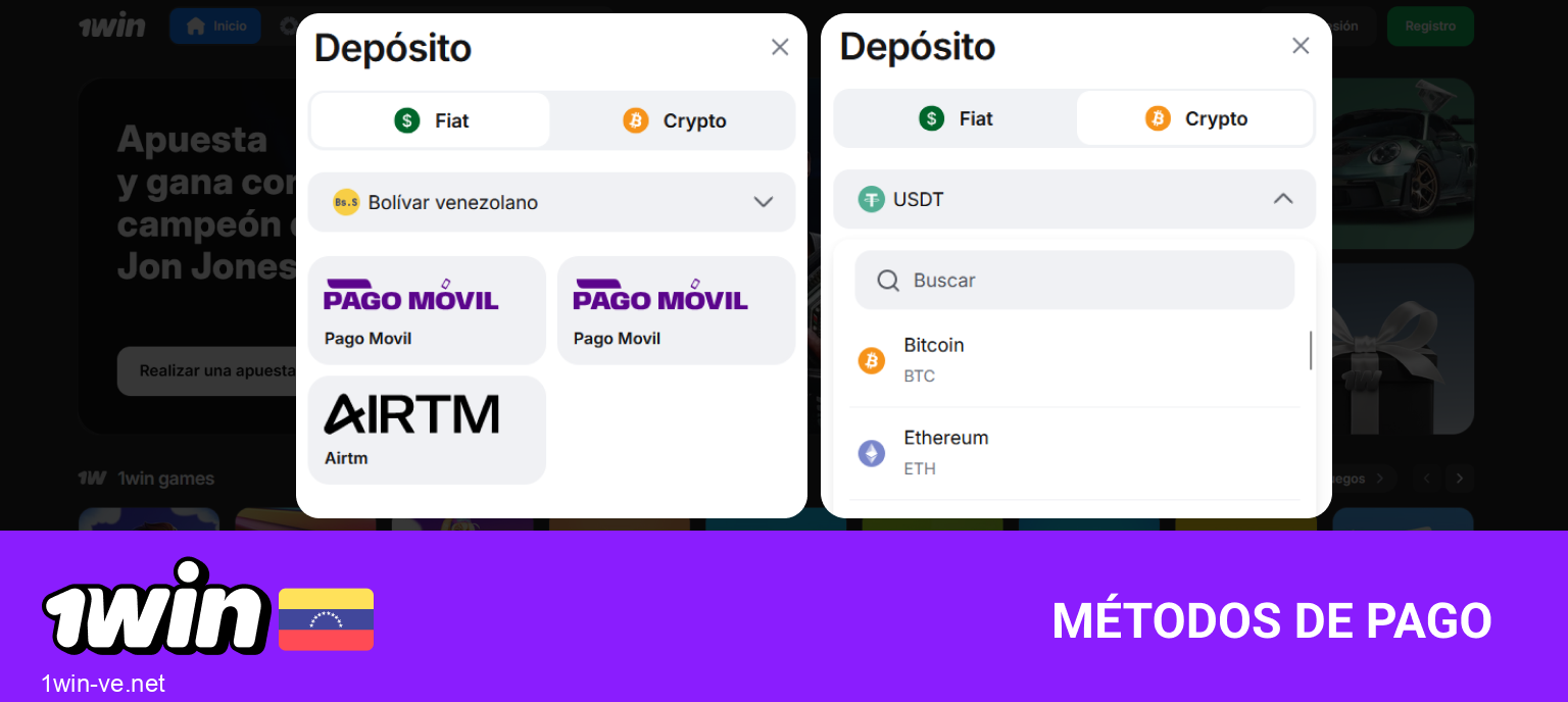Opciones de depósito y retiro en 1Win